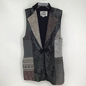 Donna Jessica Vintage Mixed Fabric & Texture Eclectic Vest Black/Gray Size 1